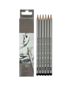 Набір олівців дерев'яних чорнографітних 6 штук 2Н-3В різної твердості "Raffine" Marco