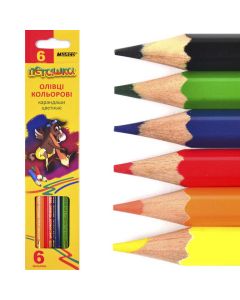 Олівці кольорові  6 кольорів дерев'яні загострені шестигранні "Пегашка" Marco