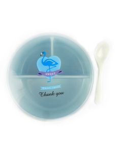 Контейнер 15х55 см для їжі пластиковий круглий з ложкою (Блакитний колір)