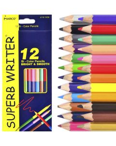 Олівці кольорові 24 кольори дерев'яні 12 олівців двосторонні шестигранні Marco