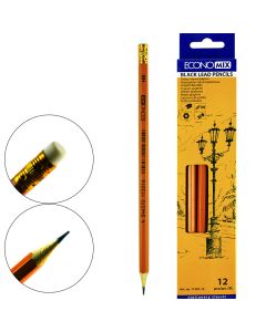 Олівець дерев'яний чорнографітний загострений НВ з ластиком Economix